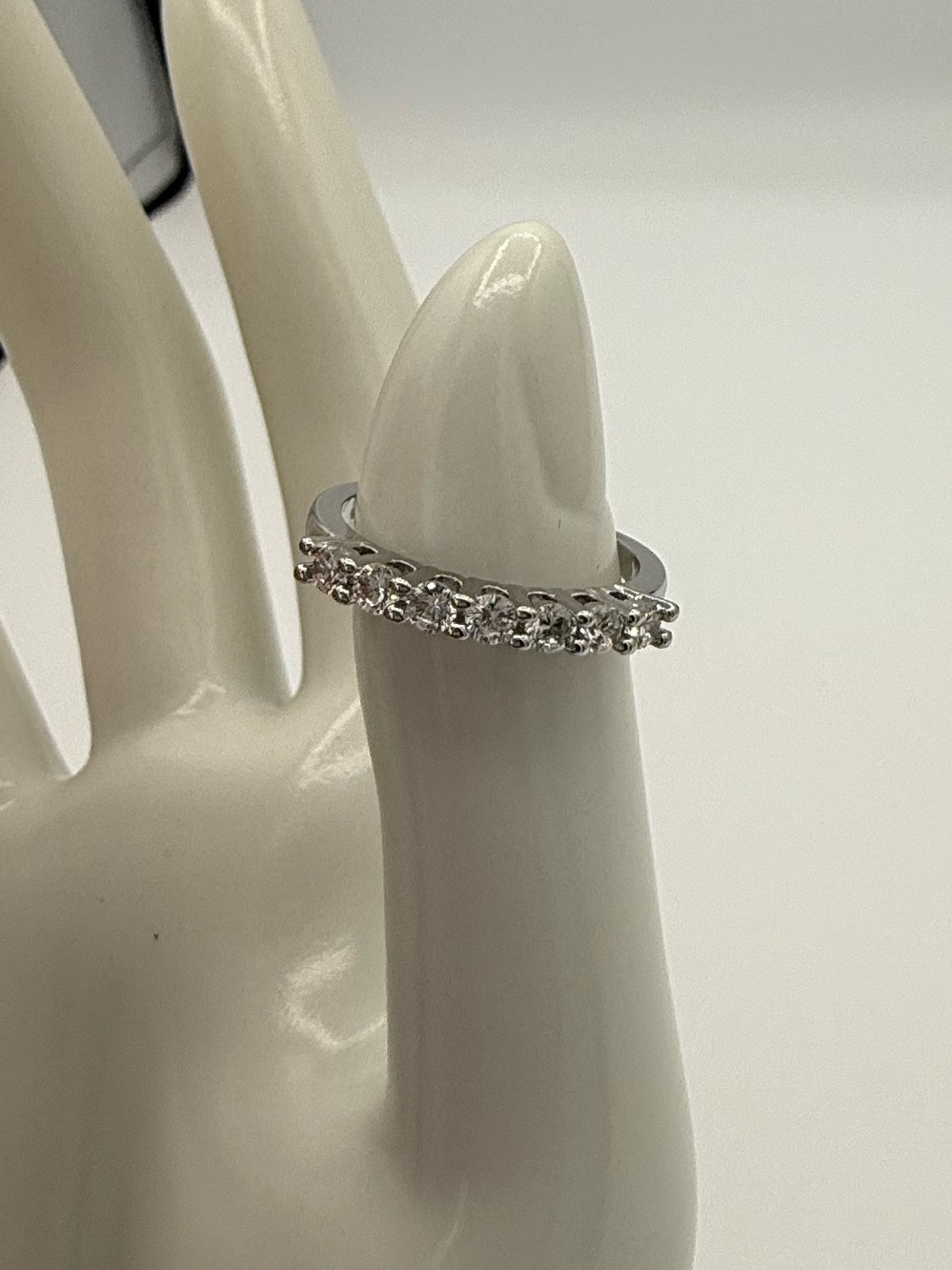 Classic Silver 7 Crystal Eternity Type Band Size 6
